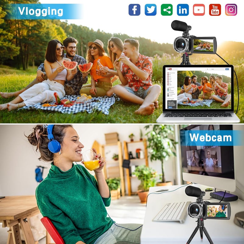 Rumyums Video Camera Camcorder UHD 4K 48 MP Vlogging Camera Recorder 3.0 Inch IPS Screen 18X Zoom Camcorders Camera with Microphone for Kids,Teens,Students,Beginners (Black) - Image 4